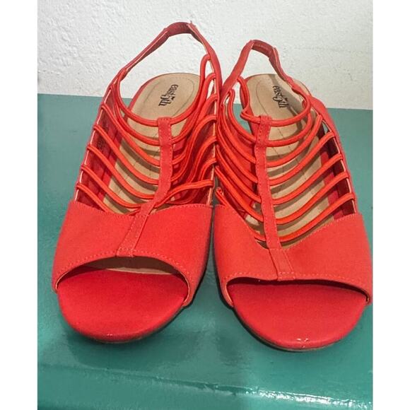 East 5th EF Neville Red Strappy Peep Toe Slingback Heels Size 9M – Gently Used - Picture 1 of 5
